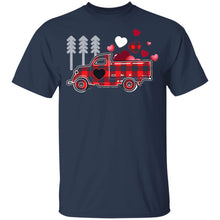 Load image into Gallery viewer, Fire Truck Buffalo Plaid Valentines Day Mom Dad Son

