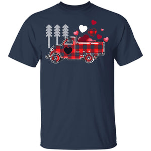 Fire Truck Buffalo Plaid Valentines Day Mom Dad Son